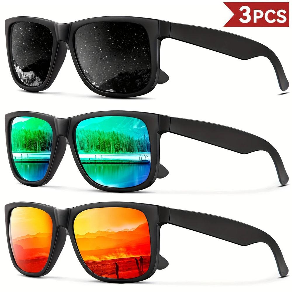 3PCS Fantasy Classic Square polarized fashion glasses for men and women outdoor sports party vacation travel driving fish