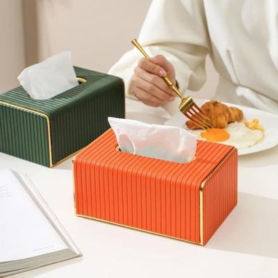 PU Leather Tissue Box Soft Tissue Case Creative Paper Towel Container  for Living Room