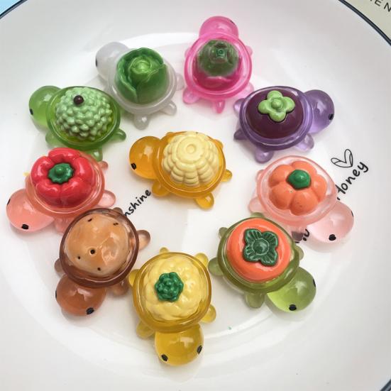 1 Set Cute Turtle Miniatures 24 Fruit And Vegetable Design Tiny Turtles in Mini Luggage Box Glow-in-The-Dark Resin Turtles for Kids Party Favors