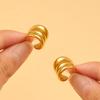 Korean Style Stainless Steel C-Shaped Earrings: Simple, High-End Wide Surface Studs for Women