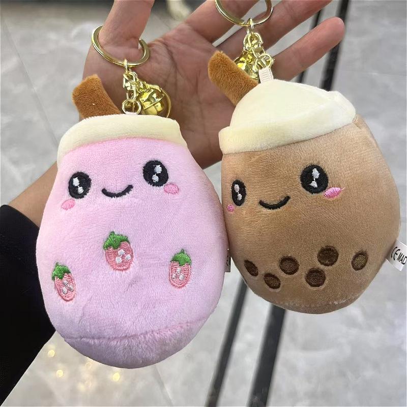 Cute Milk Tea Cup Plush Keychain Ornament for Men, Women, and Students