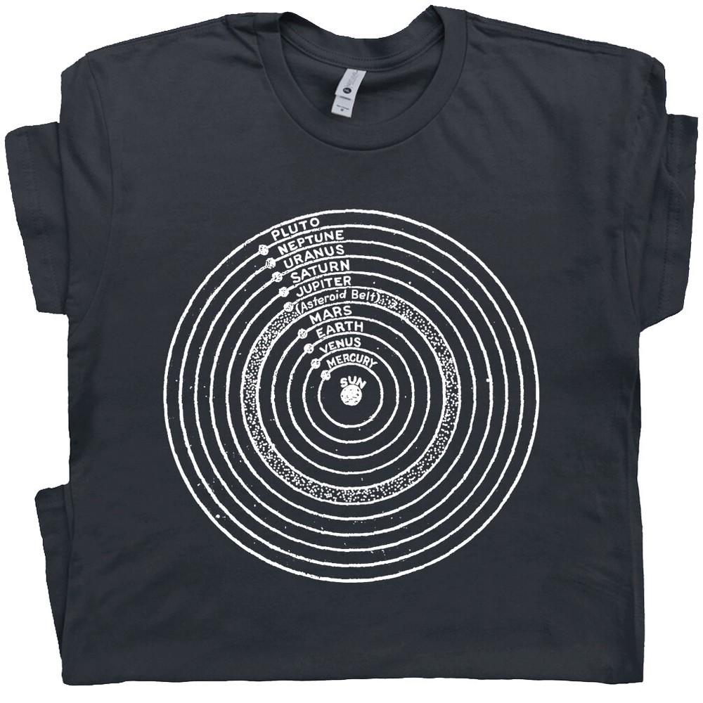 Solar System Planets Tee Shirt Science Geek Astronomy Galaxy Uranus Pluto Saturn 2XL