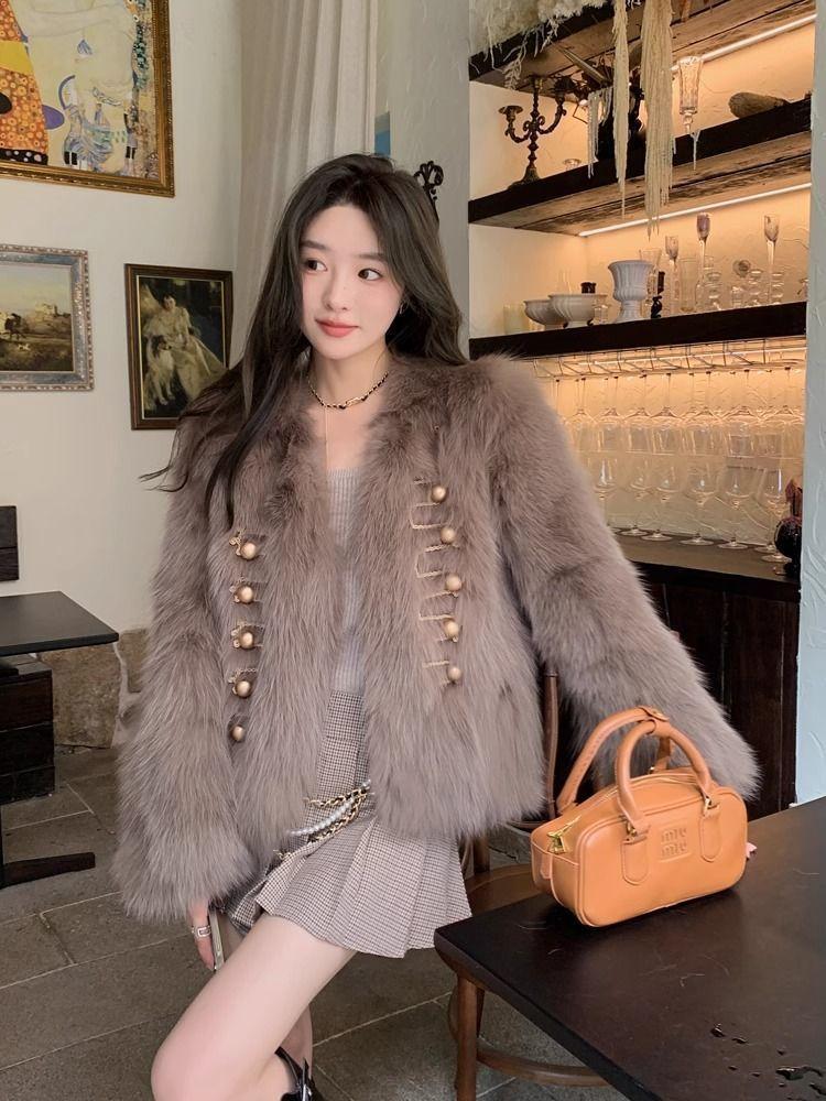 Celebrity imitation fox fur women's winter new short light fur coat
