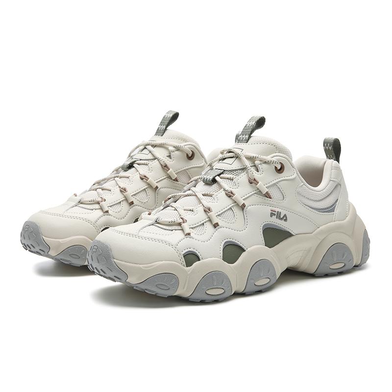 Fila FLUID 7 Cushioning Abrasion Resistant Lightweight Height Increasing Low Top Chunky Sneakers Men's White Gray F12M612103FWR