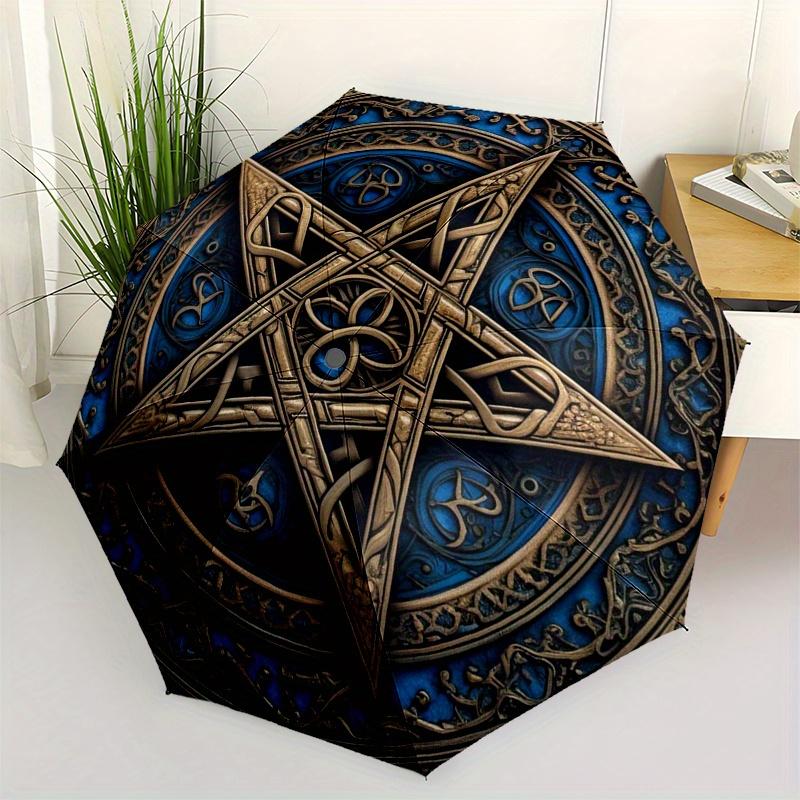 Blue Pentagram Wall Decor: Mystical Art for Your SpaceUmbrella, Portable 3-Fold Umbrella for Men & Women,Christmas Gift ES191