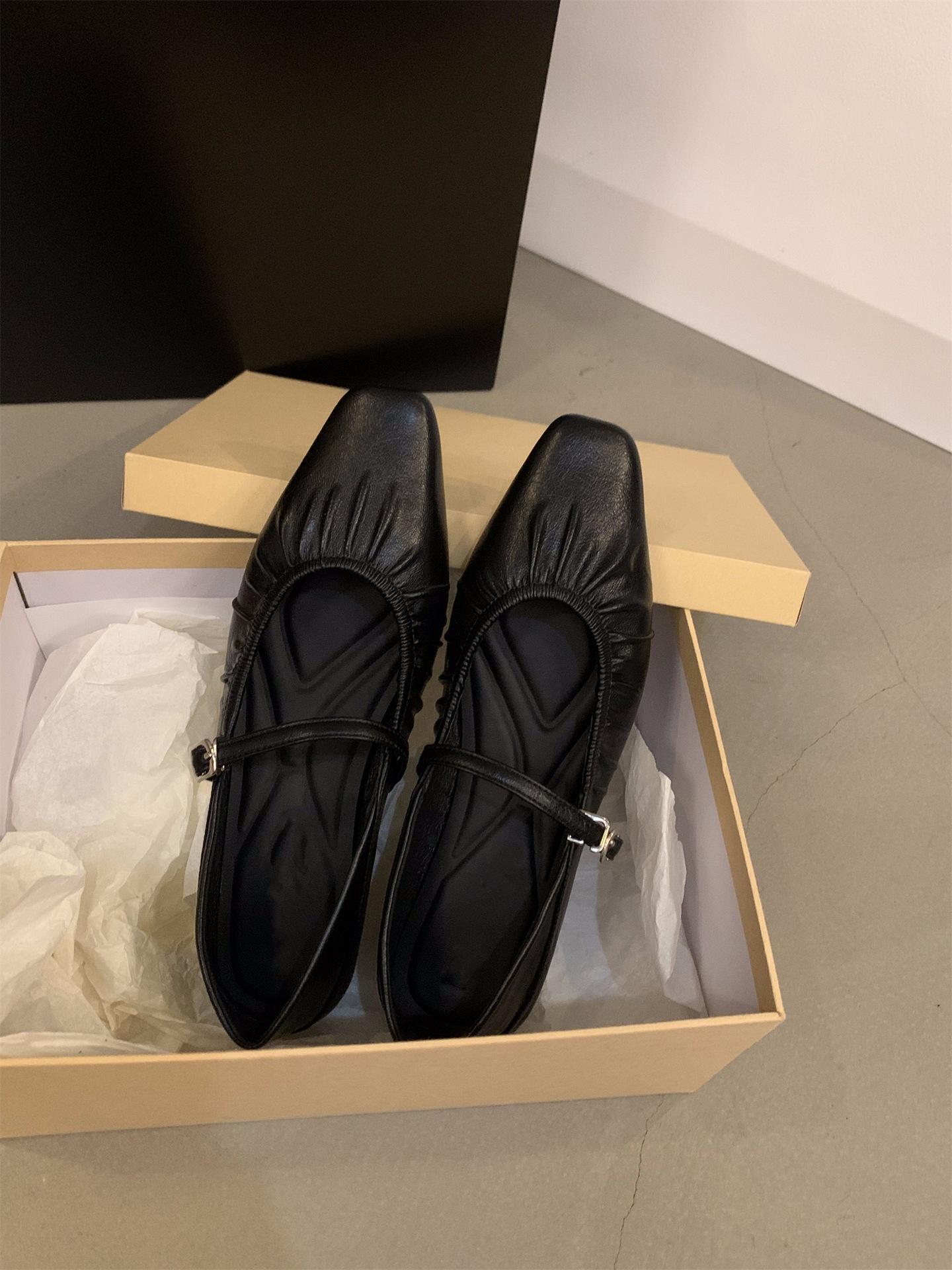 

Французские туфли Мэри Джейн на плоской подошве серебристого цвета, женская обувь весна и осень 2024, новинка весны с юбкой, нежные вечерние туфли 40 чёрный