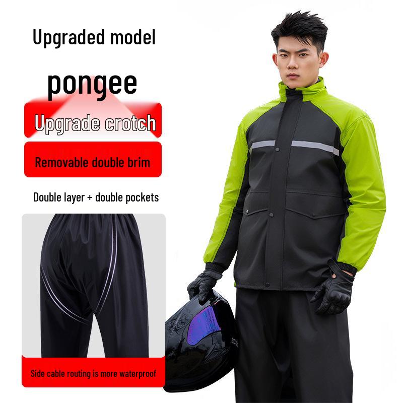 Men's Full-Body Reflective Raincoat and Pants Set - Anti-Storm Riding Gear for Labor Protection