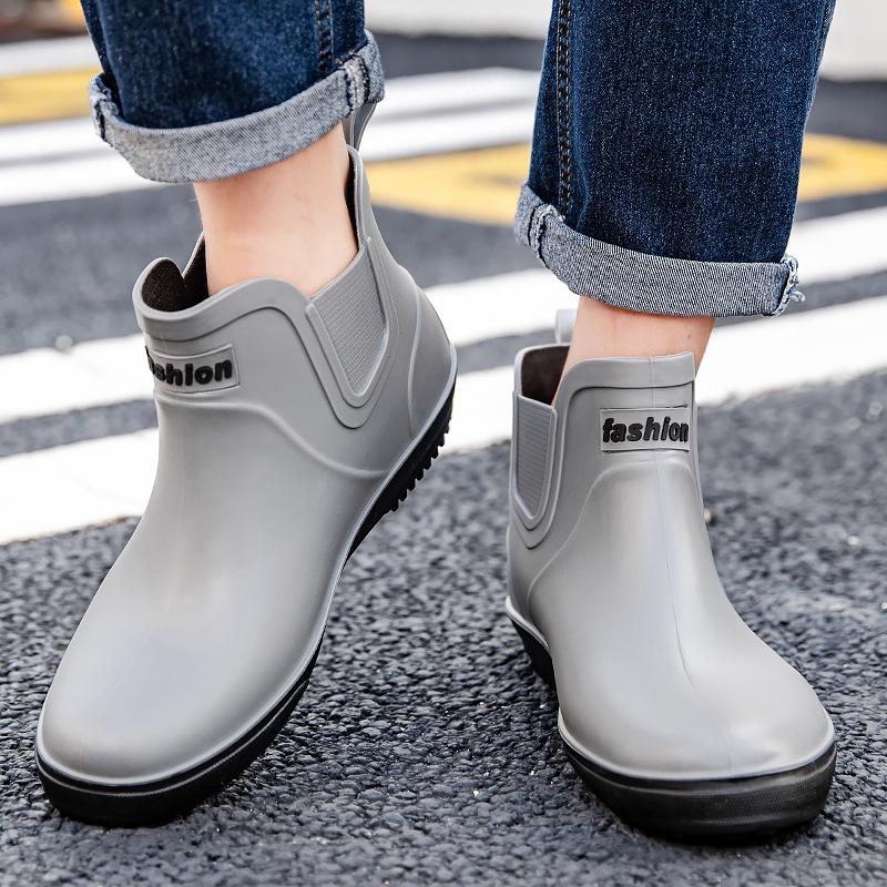 Men's Lightweight Waterproof Ankle Rain Boots - Non-Slip, Wear-Resistant Outdoor Shoes