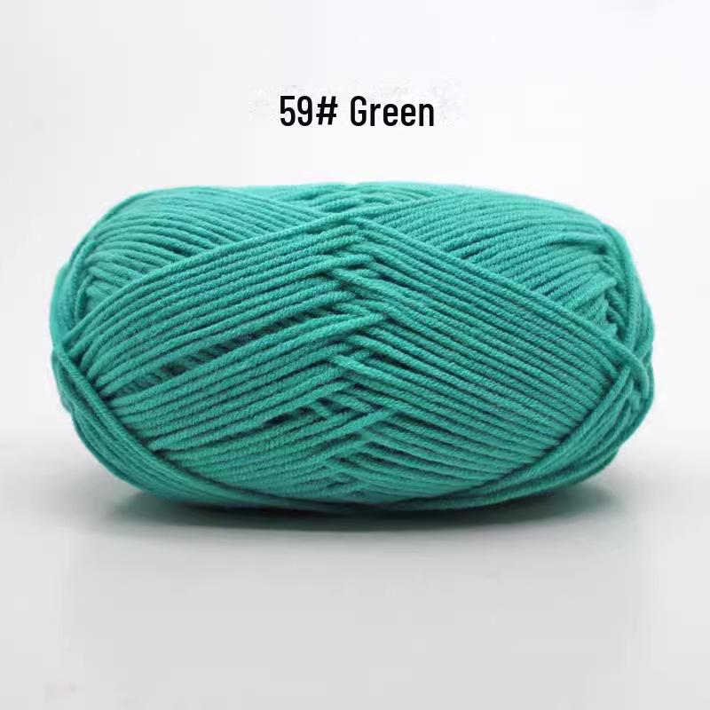 

4 нити пряжи из молочного хлопка средней толщины для ручного вязания детских изделий зелёный