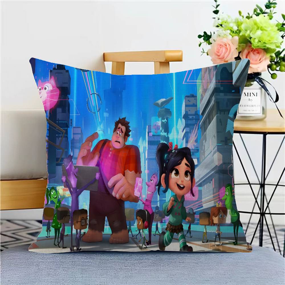 

W-Wreck-It R-Ralph Office Cushion Pillowcase Car Cushion Cover45X45CM Lumbar Pillowcase Sofa Pillowcover 12x12Inch