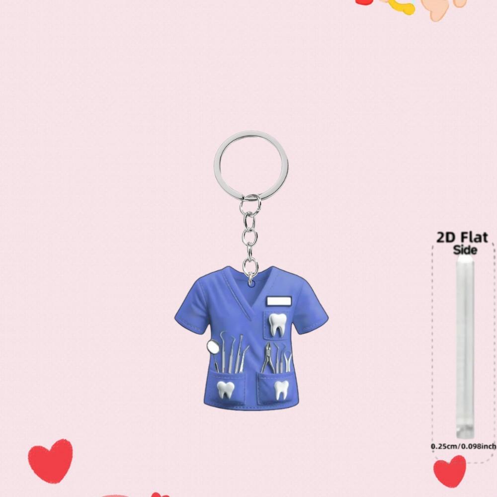2D Flat Nurse Uniform Shape Car Pendant Christmas Tree Decoration Acrylic Flat Keychain Jewelry Pendant