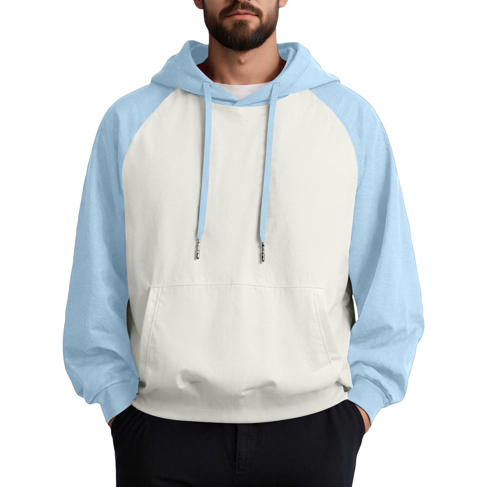 

Unisex Casual Drawstring Hoodies Colorblock Raglan Sleeve Sweatshirts M