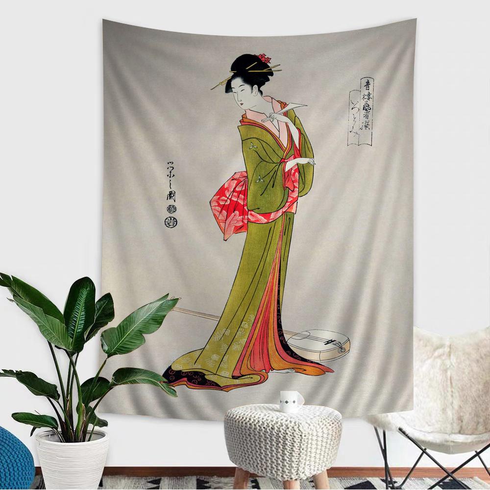 Japanese Geisha Hanging Bohemian Tapestry Hanging Tarot Hippie Wall Rugs Dorm Home Decor
