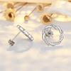 New Round Twine Stud Earring for Women Simple Temperament Hyperbole  Silver Needle Metal Interweave Ear  Gift