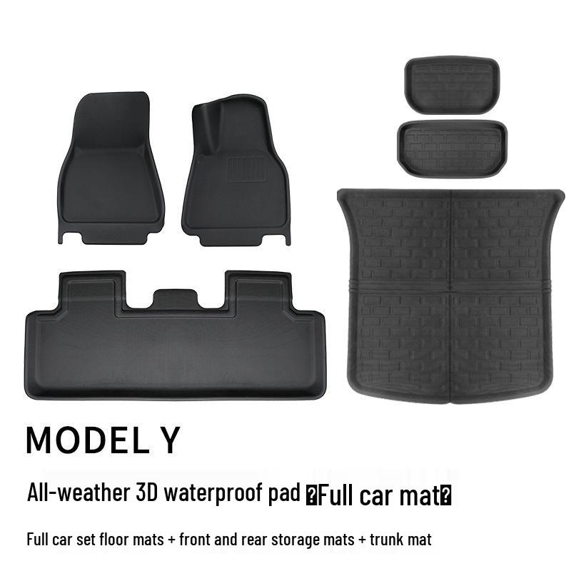 Non-Slip XPE TPE Floor Mats & Trunk Mat for Tesla Model 3/Y, Left & Right-Hand Drive, with Backrest & Foot Pads
