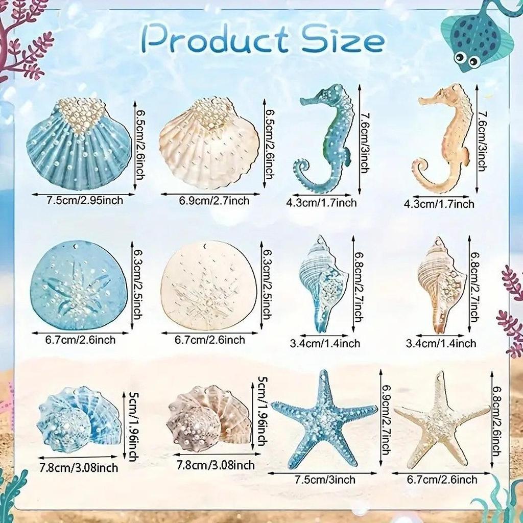 Beach Ocean Themed Christmas Ornaments Reusable Christmas Tree Hanging Ornaments for Holiday Party Office Halloween Thanksgiving