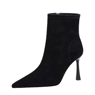 Boots Women's Suede Pointed Head Thin Heel Side Zipper High Heel Thin Boots Women DS-7922-5