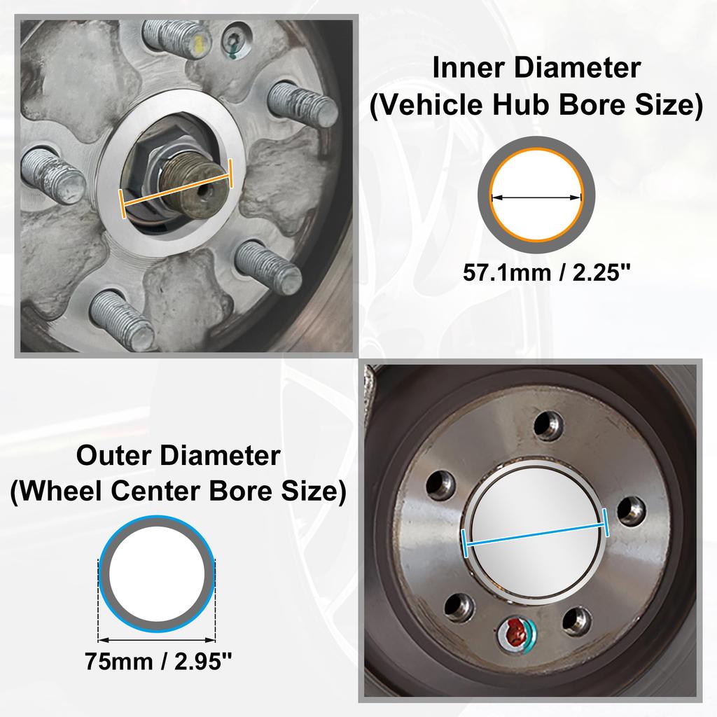 X AUTOHAUX Set of 4 OD 75mm to ID 57.1mm Aluminum Alloy Car Hub Centric Rings Wheel Borealis Spacer