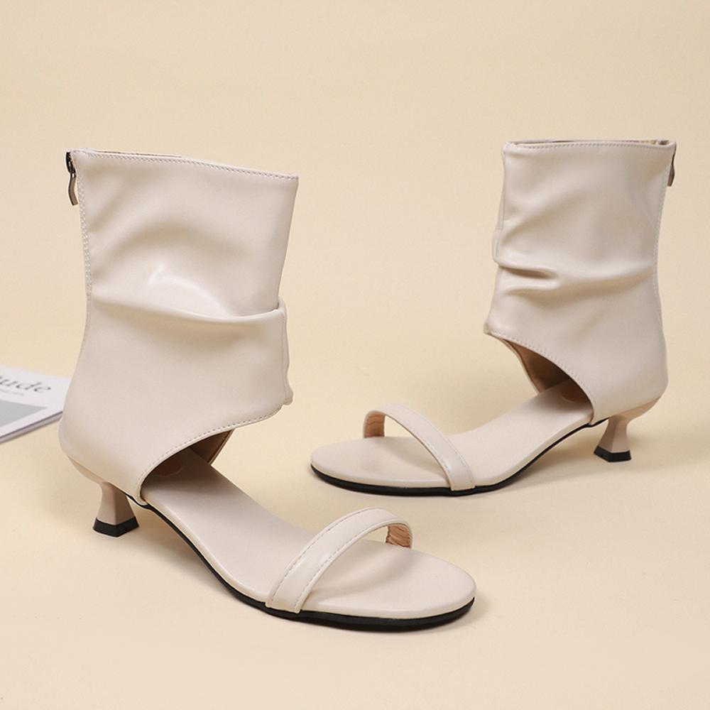 Women's Boots Fish Mouth Shoes Black Plus Size Summer New Sandal Boots Round Head Fine High Heel Sandals Luxury Designer