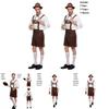 Stylish Men Oktoberfest Clothing Cosplay Costume Featuring Solid Shirt And Suspenders
