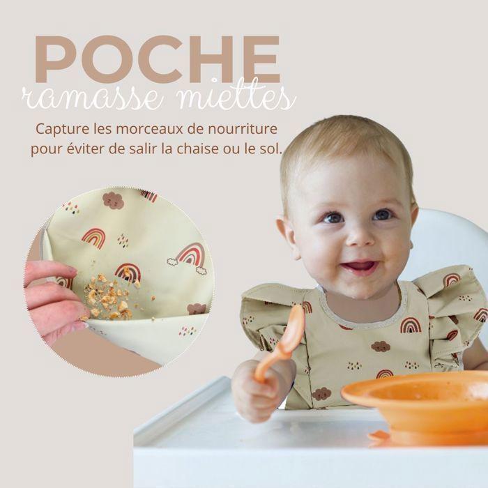 Lot de 3 Bavoirs Froufrou Imperméables avec Poche Récupératrice - Hello Hippo – Protection Élégante pour Bébé | Bavoir Imperméable