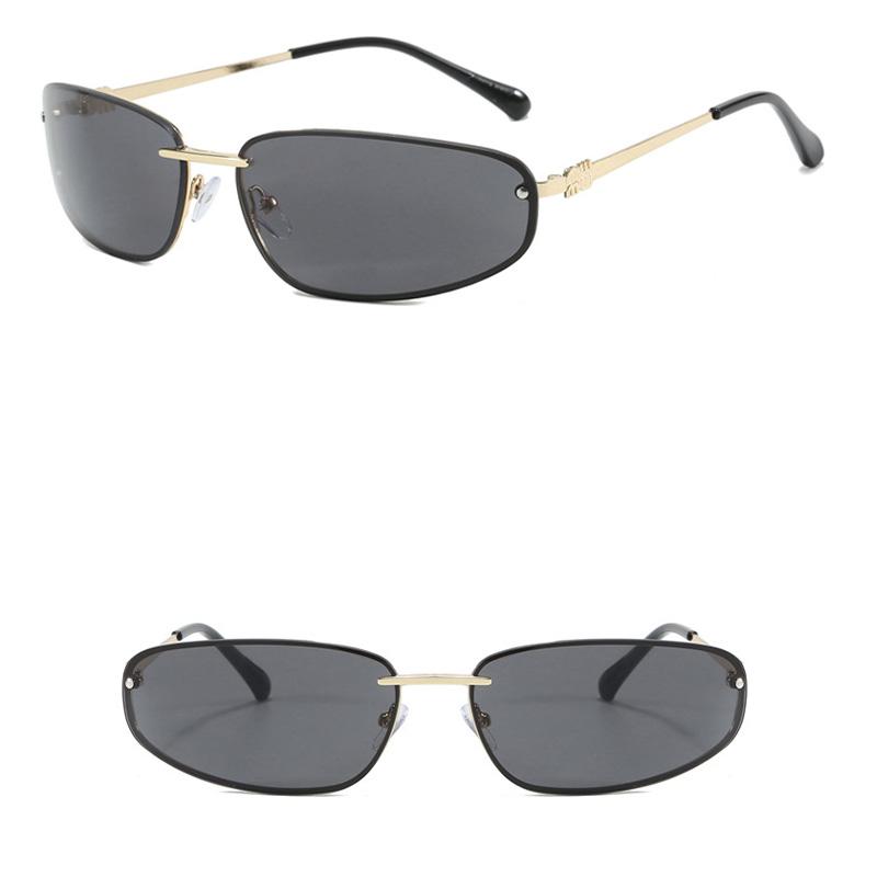 Fashion Women's Sunglasses Y2K Style High-end Metal Frameless Oval Outdoor UV Resistant Shades