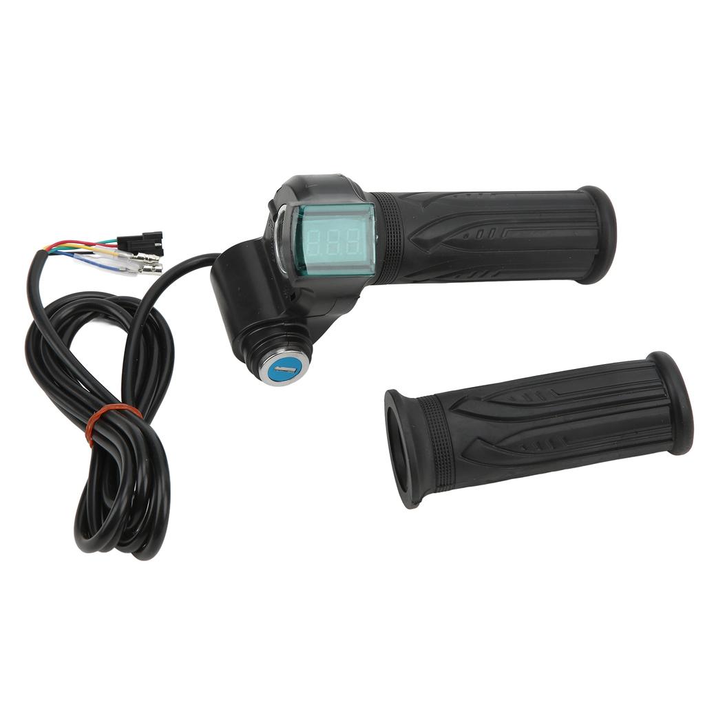 2PCS Electric Bicycle Throttle Grip Speed Control Throttle Handle with Green Digital Display