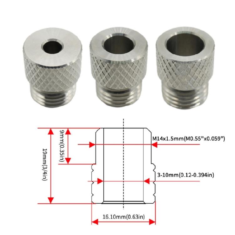 Precise Stainless Steel Drill Sleeve Drill Bushing 8Pcs 3-10mm Diameters M14x1.5 Threads NonSlip Textured Surfaces