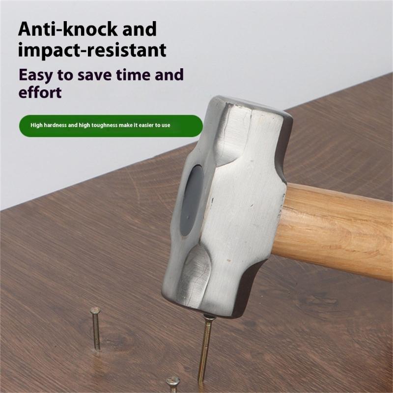 Multipurpose Shock Resistant Compact Hammer With Rustproof Head And Reinforced Wooden Grip For Workshop Precise Work