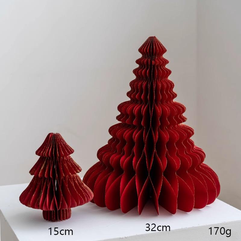 DIY Mini Cross-Border Christmas Tree Ornaments - Paper Folding Net Red Style Decor