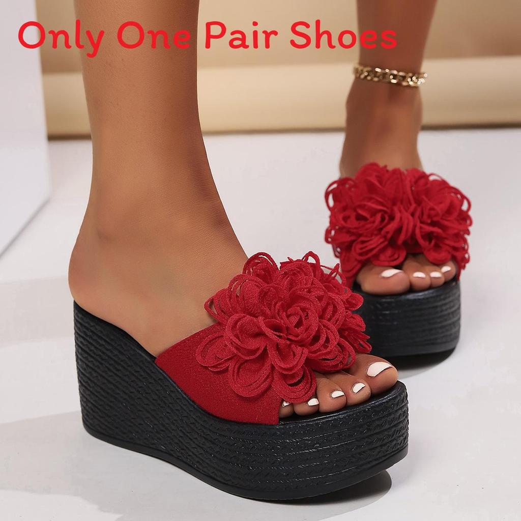 Summer Flat Flower Toe Post Sandals With Rubber Sole For Women
