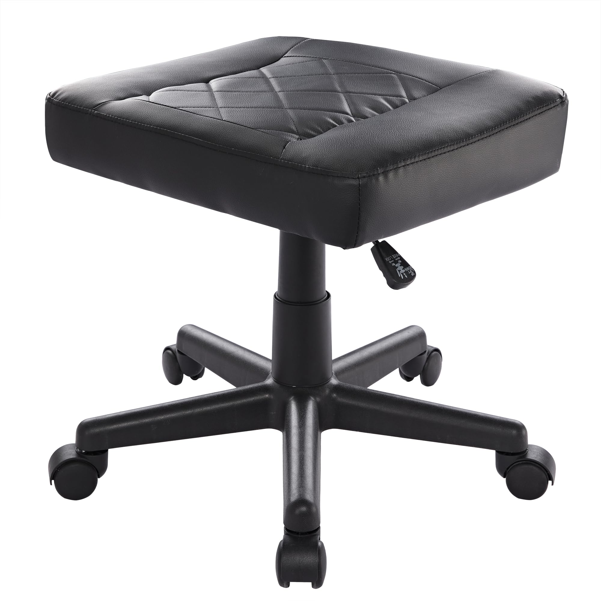 

VECELO Табурет с ПУ Ширина 47 x Глубина x Высота 10см Толстый Вращающийся Высота Простой Черный Пуфик, Подставка для ног, Колесики, Кожа, 40.5 38-46см, Подушка,