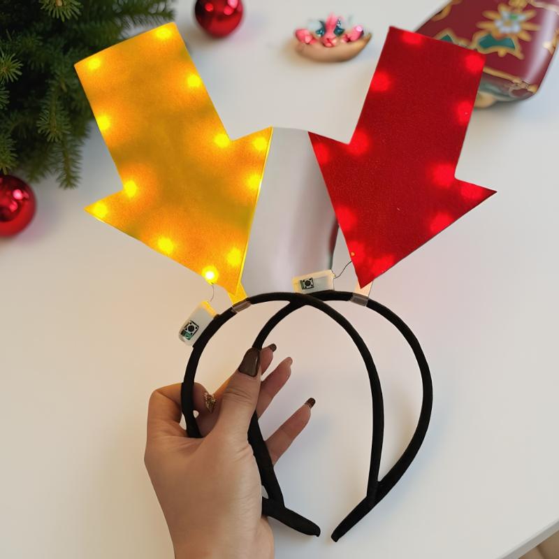 2026 Lustiges leuchtendes Haarband - Einzigartiges Pfeil-/Fragezeichen-Design, Perfekt für Weihnachten, Batteriebetriebene Partygeschenke für Mädchen