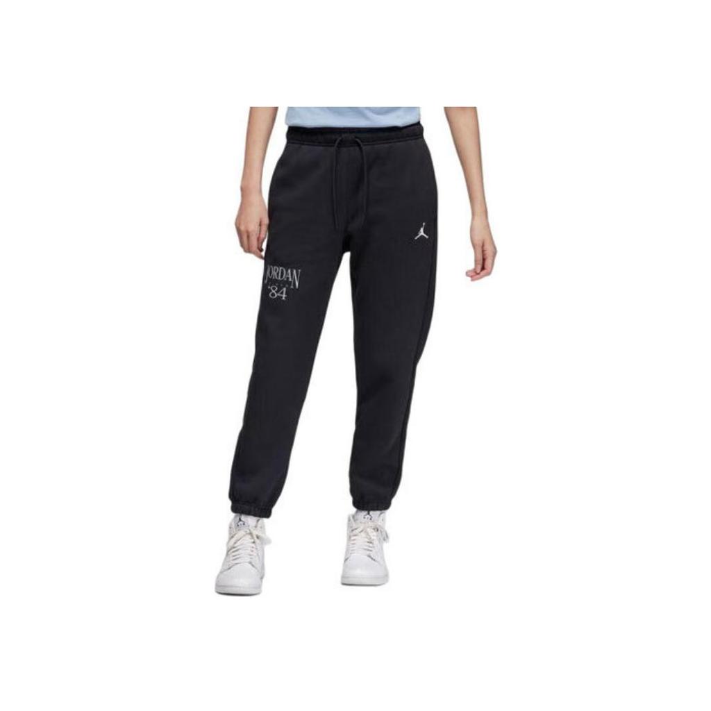 Jordan Brooklyn Letter Print Fleece Cuffed Knit Sports Pants Women Pants Black FN5441010