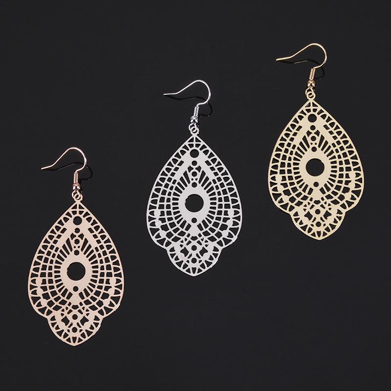

Minimalist Rose Gold Teardrop Engraved Copper Earrings for Women платиновый