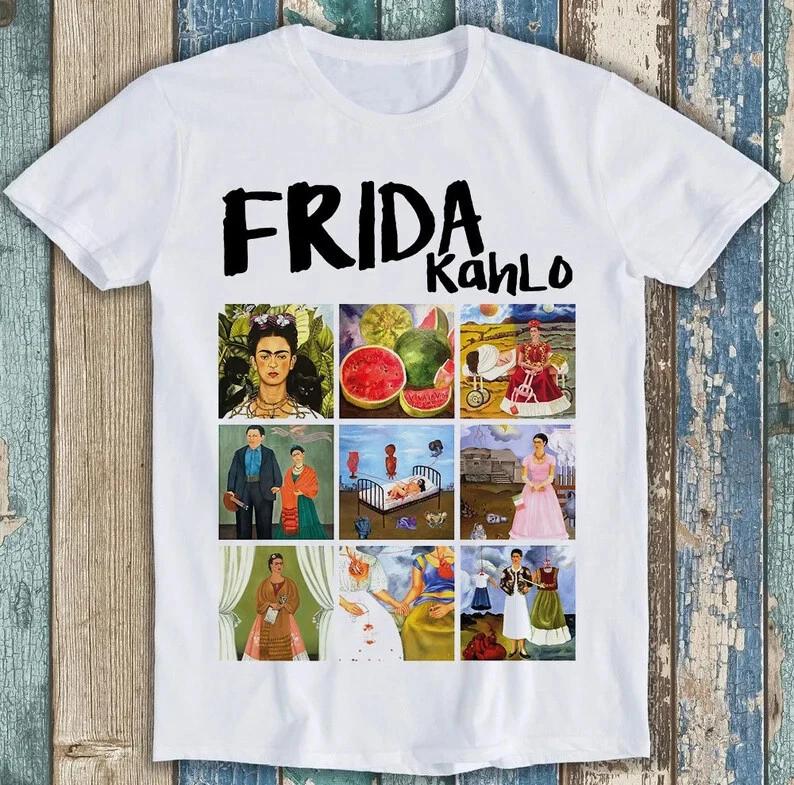 Frida Kahlo Artworks Paints Collage Limited Edition Funny Gift Tee T Shirt M1593