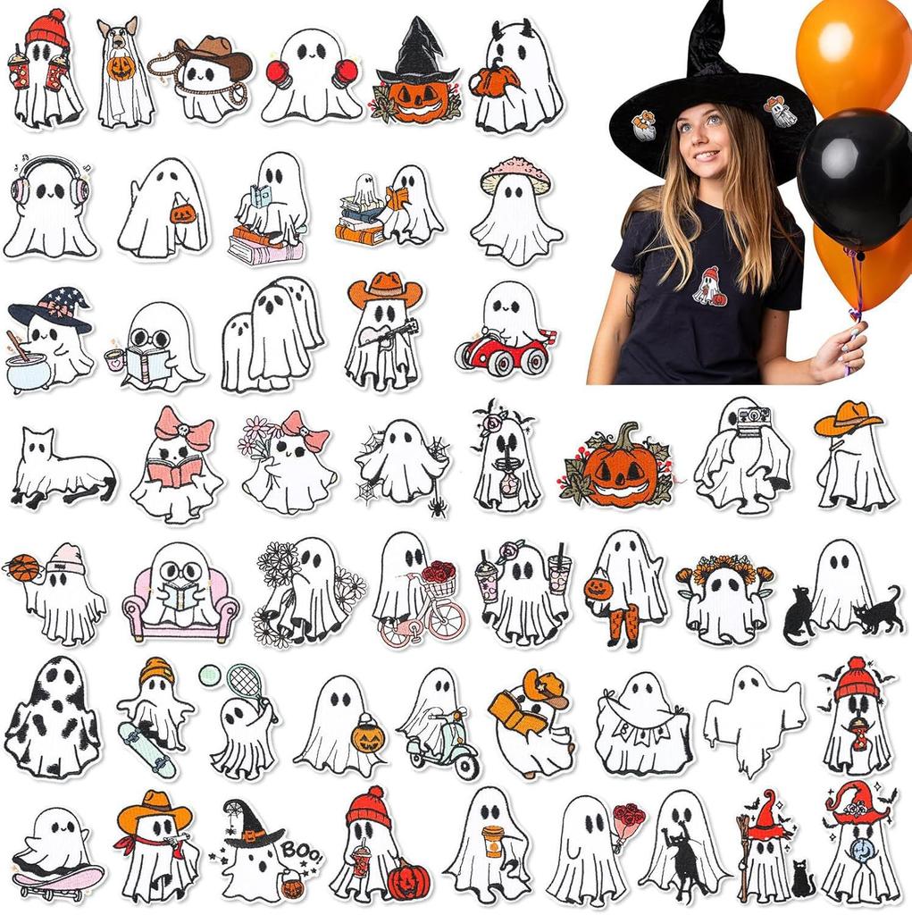 Halloween Cat Ghost Embroidery Cloth Sticker Holiday Decoration Flowers Witch Embroidery Chapter A Piao Bicycle Patch Sticker