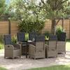 VidaXL 7-piece Garden Dining Set with Grey Rattan Cushions 3380278