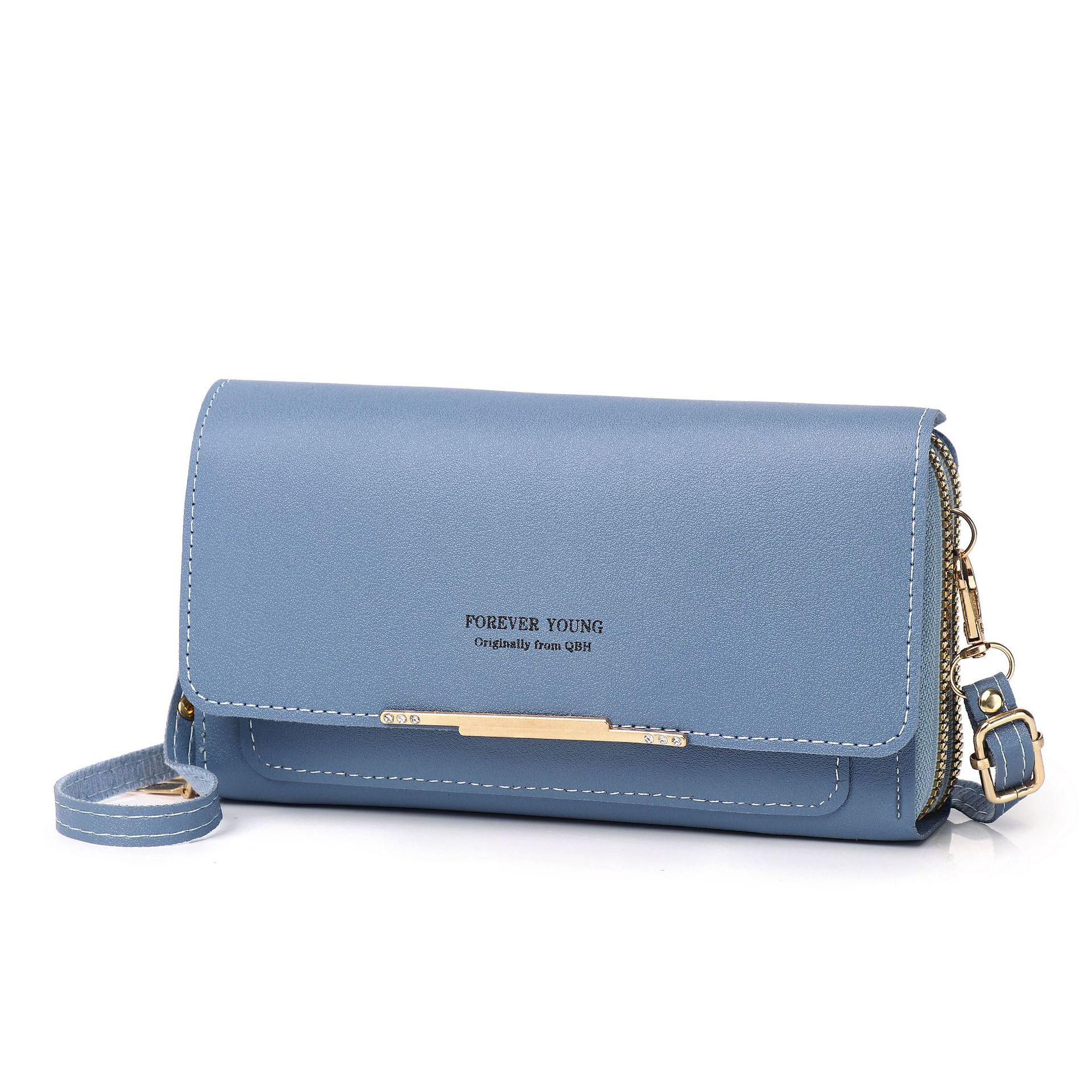 

Женский двухслойный кошелек и сумка для телефона большой емкости - сумка-мессенджер через плечо в корейском стиле синий