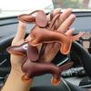 Süßer PU-Leder Tieranhänger Niedlicher Dackel Hund Schlüsselanhänger Anhänger Hängendes Ornament Rucksack Handtasche Charm Geschenk