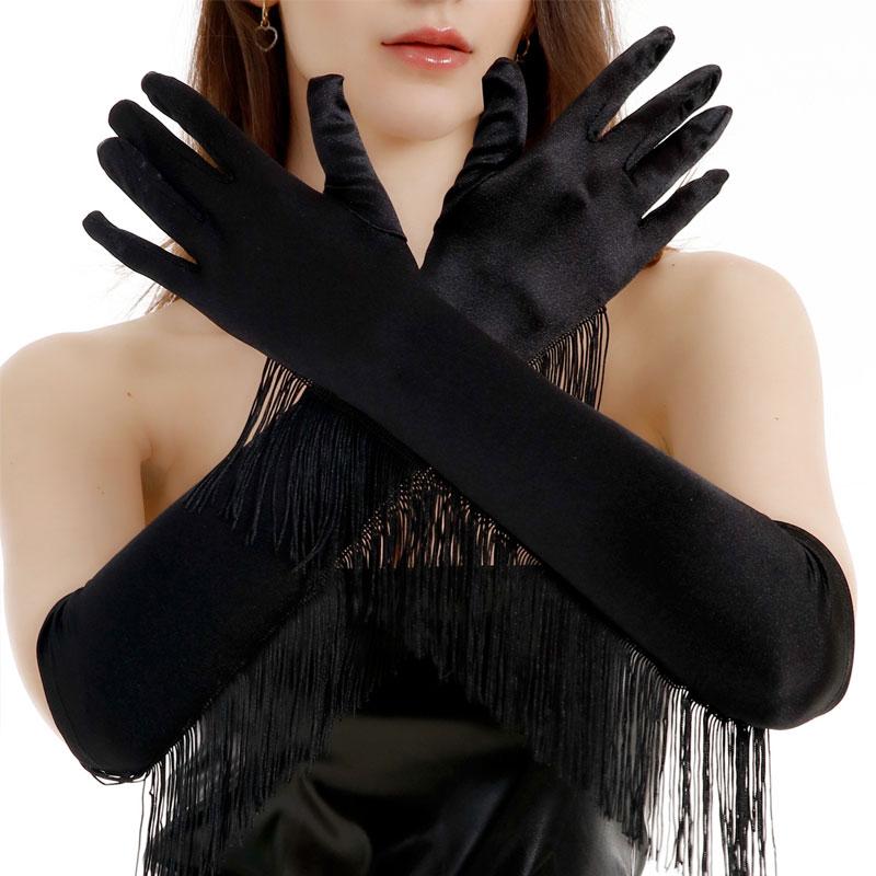 1 Paar Fransenhandschuhe Rollenspielhandschuhe Party Polyester Ballkleid Satin Lange Etikettehandschuhe
