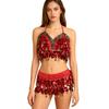 Professional Belly Dance Costume Set Sequins Bra and Hip Scarf for Stage Performances ractical Polyester Fabric Outfit