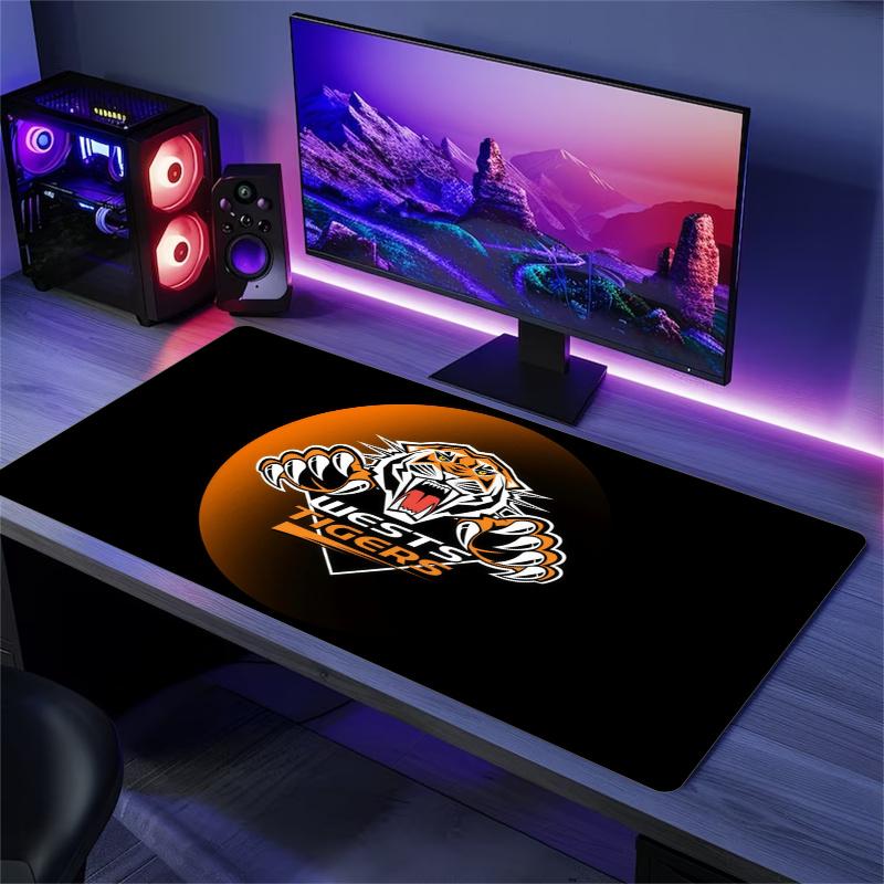 Wests Tigers Mouse Pad, Large Gaming Desk Mat, Non-slip XXL Mousepad for Laptop & Tablet, Mini PC Playmat with Stitched Edges