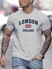 Summer men's 100% pure cotton casual loose fit plus size London England pattern printed round neck short sleeved T-shirt top