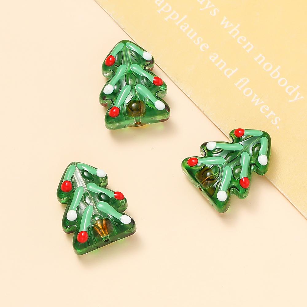 1pcs Glass Gingerbread Man Beads Christmas Tree Spacer Bead for Christmas Decoration DIY Jewelry Making Accessories
