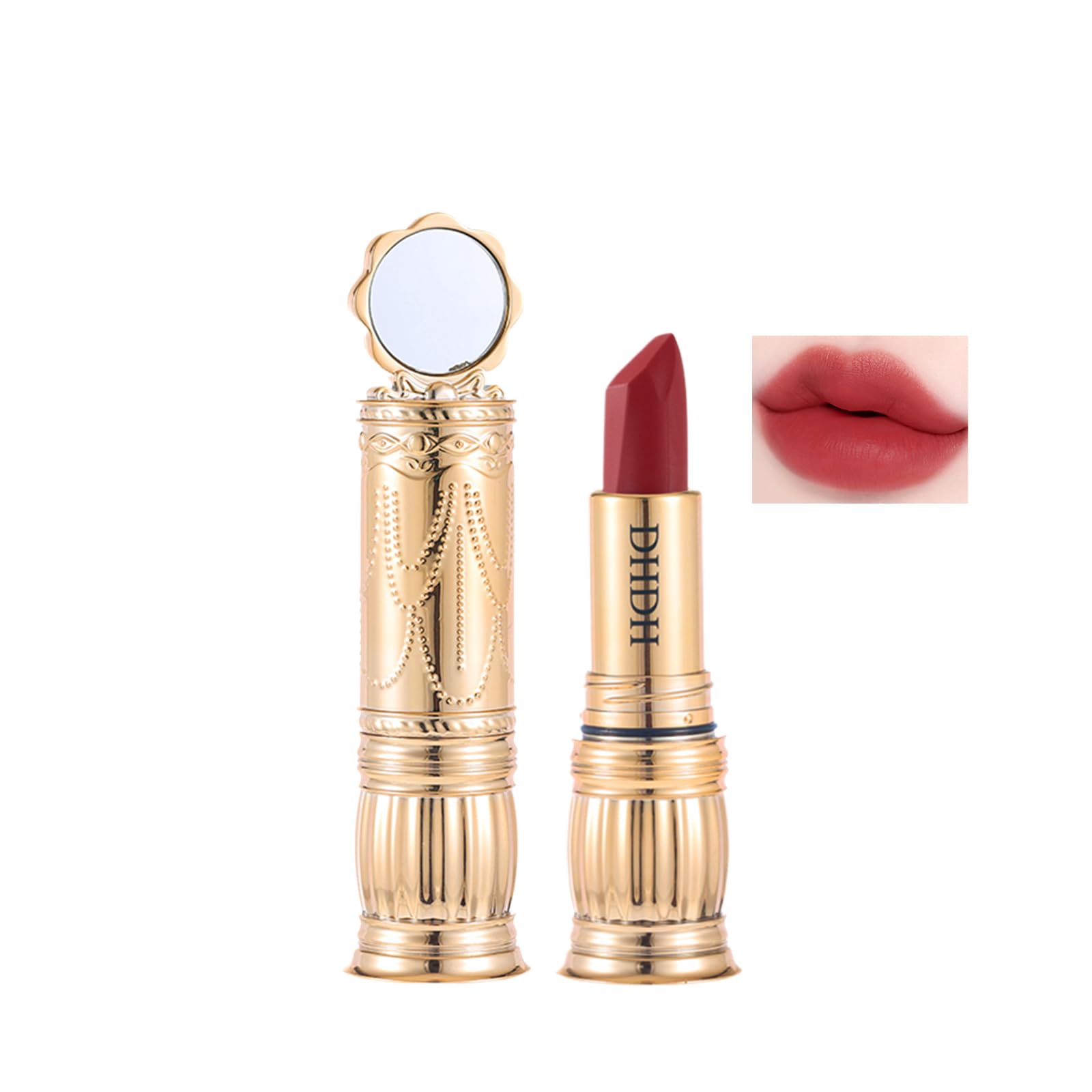 

Qin Derdom Lip Stain Matte Lipstick with Mirror, Long-lasting, Non-drying, Highly Pigmented, High Adhesion, Popular, Beginner-Friendly, Soft,