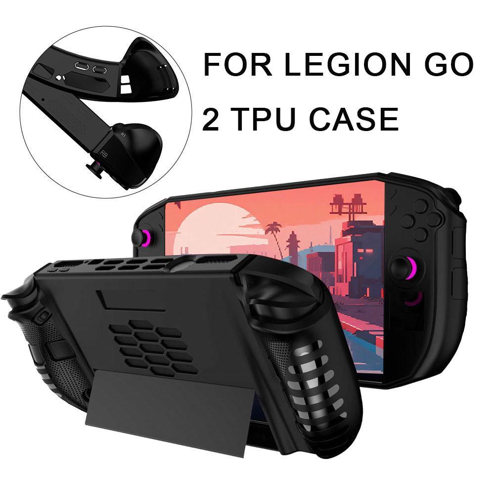For Legion Go 2 TPU Soft Protective Case Anti-Scratch Handle Game Console Protective Cover With Kickstand Ergonomic Grip