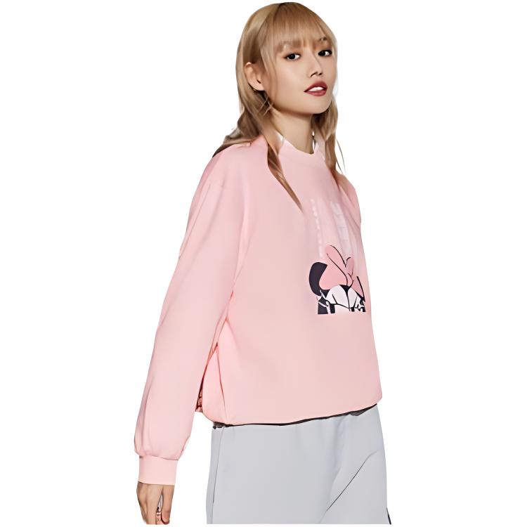 Li Ning X Disney Sweatshirts Women's Rose Pink Crew Neck Moderate Regular AWDR330-8