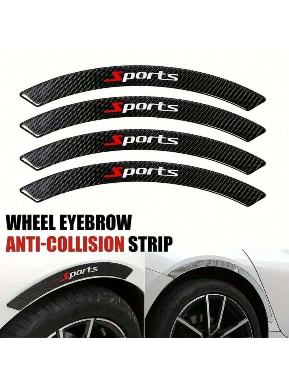 Wheel Eyebrow Anti-collision Strips Decorative Sticker General Modified Carbon Fiber Decorative Strips Anti-scratch Sticker for Set of 4 pieces