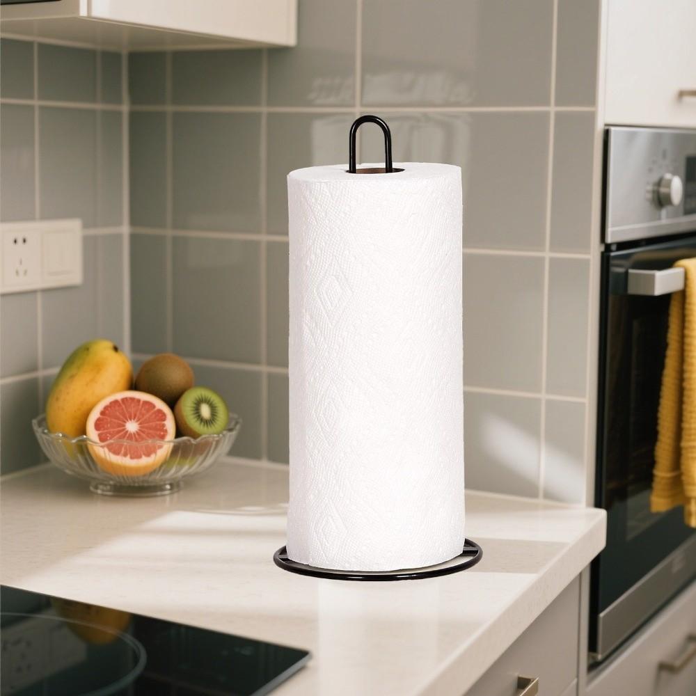 Iron Kitchen Towel Stand Heavy-Duty Napkin Paper Holder Roll Organizer  Desktop